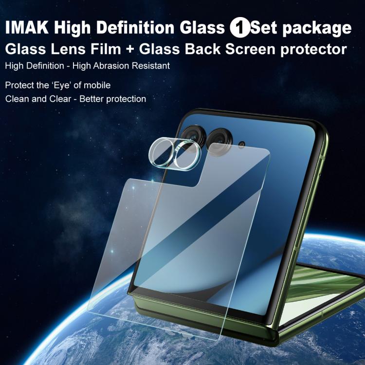 Pour Motorola Razr 50 Ultra 1 Ensembles de Film de Lentille Intégré imak + Autocollant de Protection d'Écran Arrière en Verre