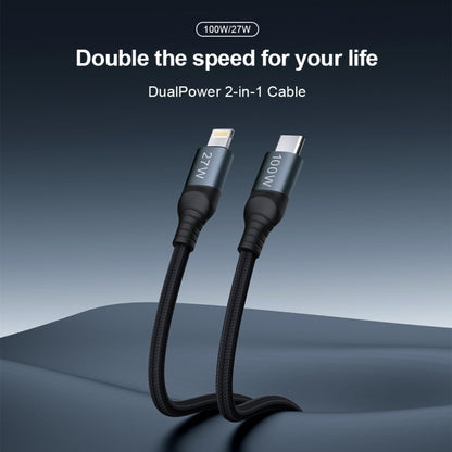 NILLKIN PD3.0 100W/27W USB-C / Type-C to USB-C / Type-C + 8 Pin Dual Power Fast Charging Data Cable, Length: 1.5m