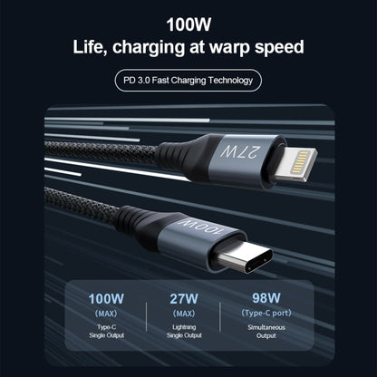 NILLKIN PD3.0 100W/27W USB-C / Type-C to USB-C / Type-C + 8 Pin Dual Power Fast Charging Data Cable, Length: 1.5m