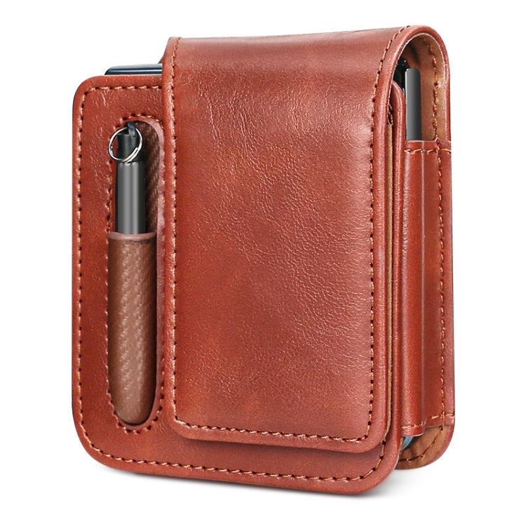 Pour Samsung Galaxy Z Flip 3 / 4 / 5 / 6 VIETAO Sac de téléphone antichoc en PU de la série Retro Thinking, sans stylo (marron)