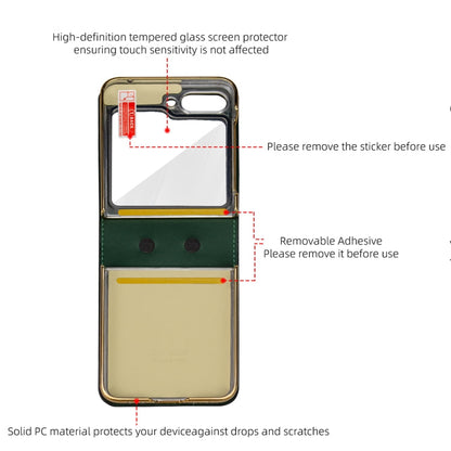 For Samsung Galaxy Z Flip5 VIETAO Integrated Embossed Pattern Full Coverage Phone Case with Wrist Strap(Green)