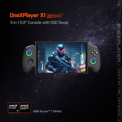 ONE-NETBOOK OneXPlayer X1 mini 8.8 inch Handheld Game Console, 32GB+1TB, Windows 11 AMD Ryzen 7 8840U(Black)