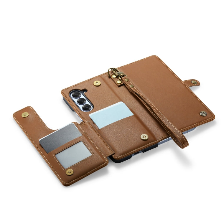 Pour Samsung Galaxy Z Fold6 5G Coque Téléphone en Cuir CaseMe C22 PC+TPU Style Affaires Antivol RFID avec Fente pour Stylo (Marron)