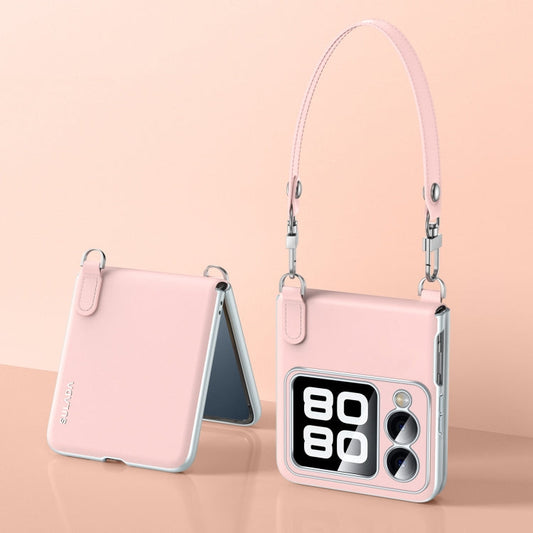 Pour Huawei nova Flip SULADA Housse de téléphone en cuir liquide effet peau avec dragonne (Rose)