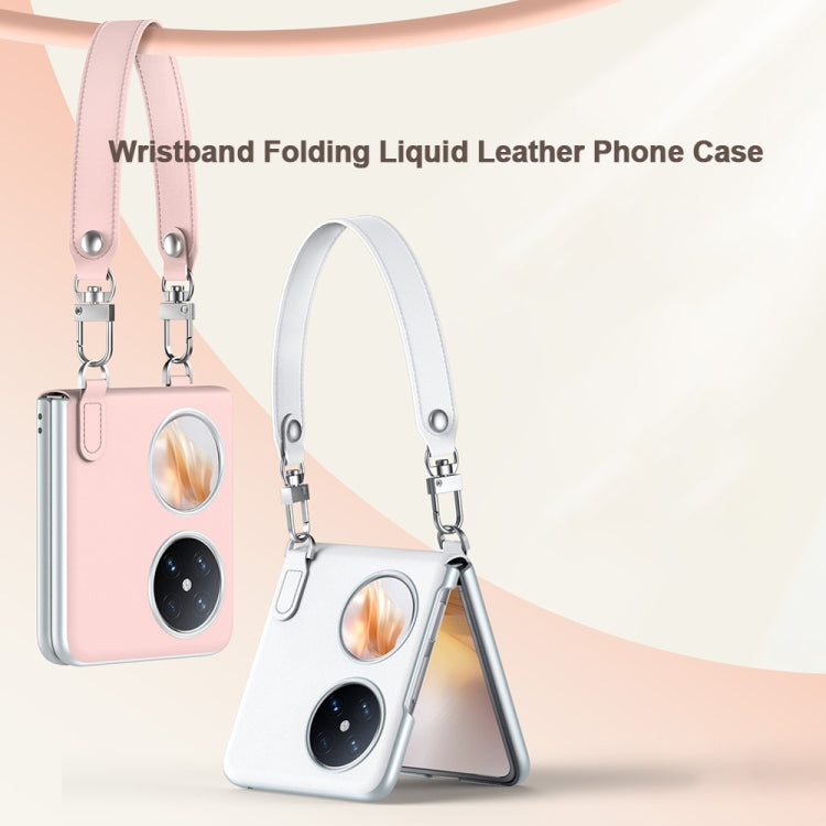 Pour Huawei Pocket 2 SULADA Étui de téléphone en cuir liquide effet peau avec dragonne (blanc)