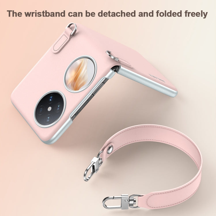 For Huawei nova Flip SULADA Skin Feel Liquid Leather Phone Case with Strap(Pink)