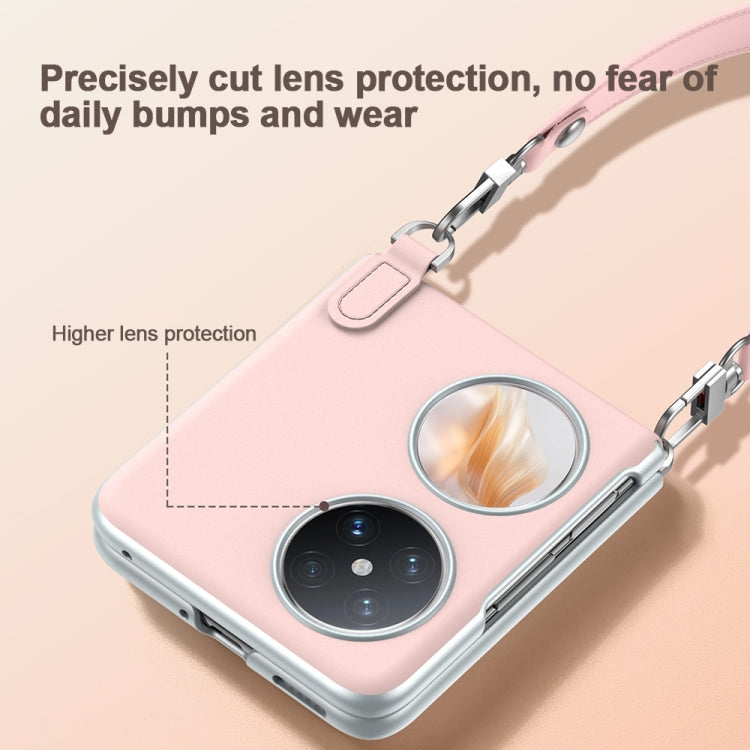 For Huawei nova Flip SULADA Skin Feel Liquid Leather Phone Case with Strap(Pink)