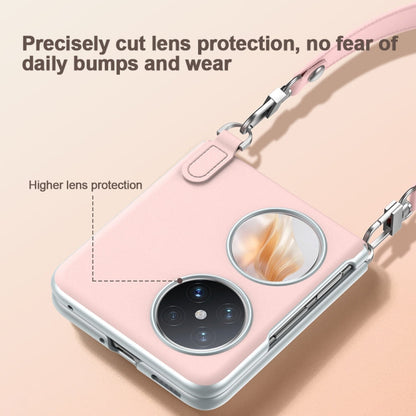 For Huawei nova Flip SULADA Skin Feel Liquid Leather Phone Case with Strap(Pink)