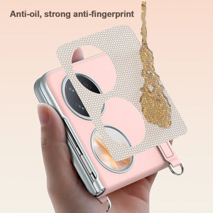 For Huawei nova Flip SULADA Skin Feel Liquid Leather Phone Case with Strap(Pink)