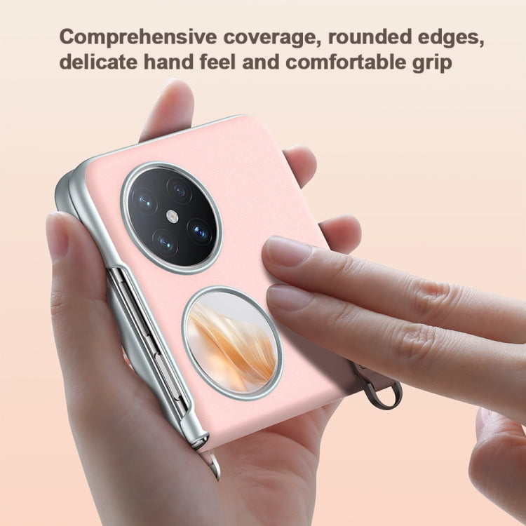 For Huawei Pocket 2 SULADA Skin Feel Liquid Leather Phone Case with Strap(Pink)
