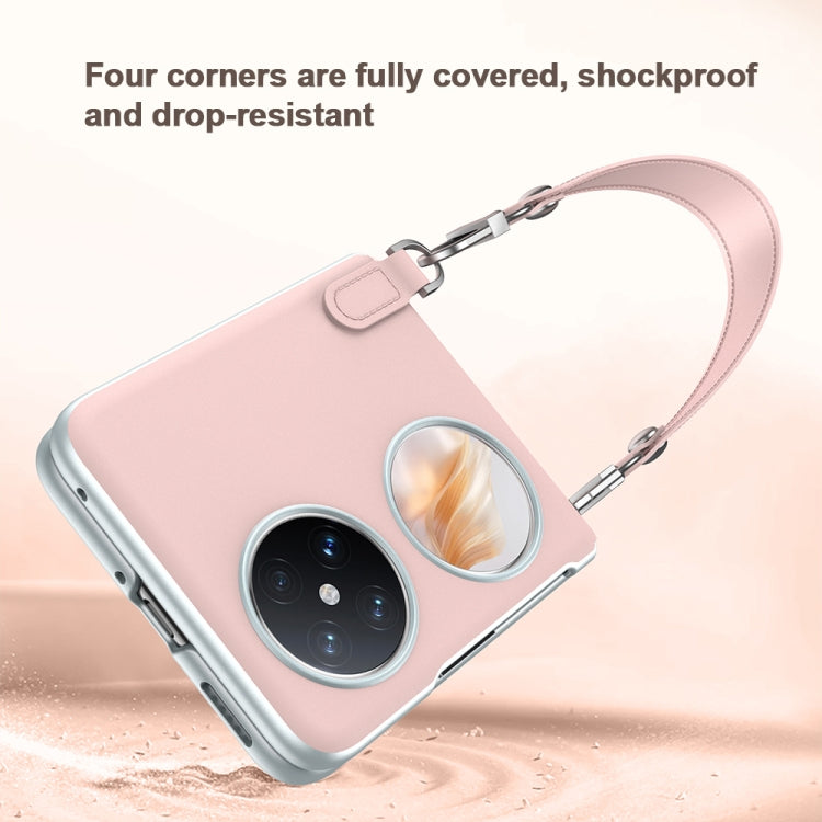 For Huawei nova Flip SULADA Skin Feel Liquid Leather Phone Case with Strap(Pink)