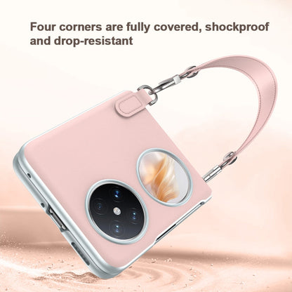For Huawei nova Flip SULADA Skin Feel Liquid Leather Phone Case with Strap(Pink)