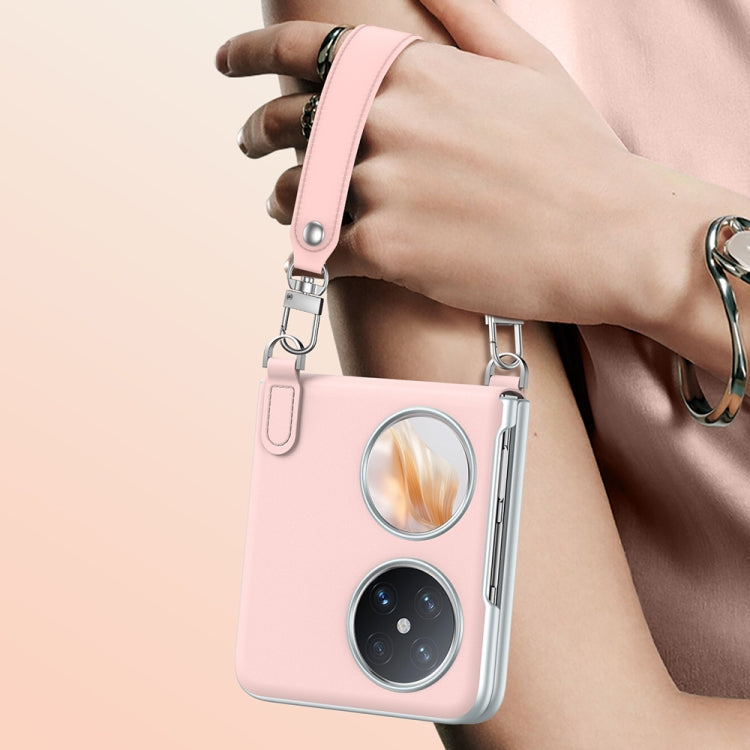 For Huawei nova Flip SULADA Skin Feel Liquid Leather Phone Case with Strap(Pink)