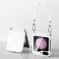 For Samsung Galaxy Z Flip5 SULADA Skin Feel Liquid Leather Phone Case with Strap(White)