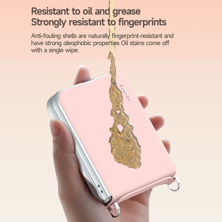 For Samsung Galaxy Z Flip5 SULADA Skin Feel Liquid Leather Phone Case with Strap(White)