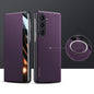 Pour Samsung Galaxy Z Fold5 SULADA Kevlar 600D Texture Smart Window Coque de téléphone en cuir (Violet)