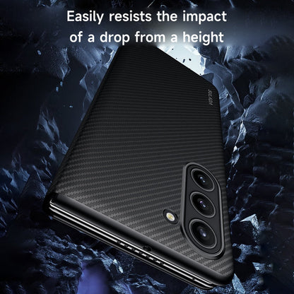 For Samsung Galaxy Z Fold5 SULADA Kevlar 600D Texture Smart Window Leather Phone Case(Blue)