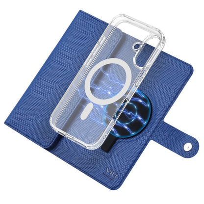 Pour iPhone 16 Plus Étui de téléphone en cuir à rabat magnétique ViLi GHA-C Series RFID MagSafe (bleu)