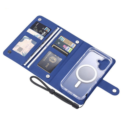 Pour iPhone 16 Plus Étui de téléphone en cuir à rabat magnétique ViLi GHA-C Series RFID MagSafe (bleu)