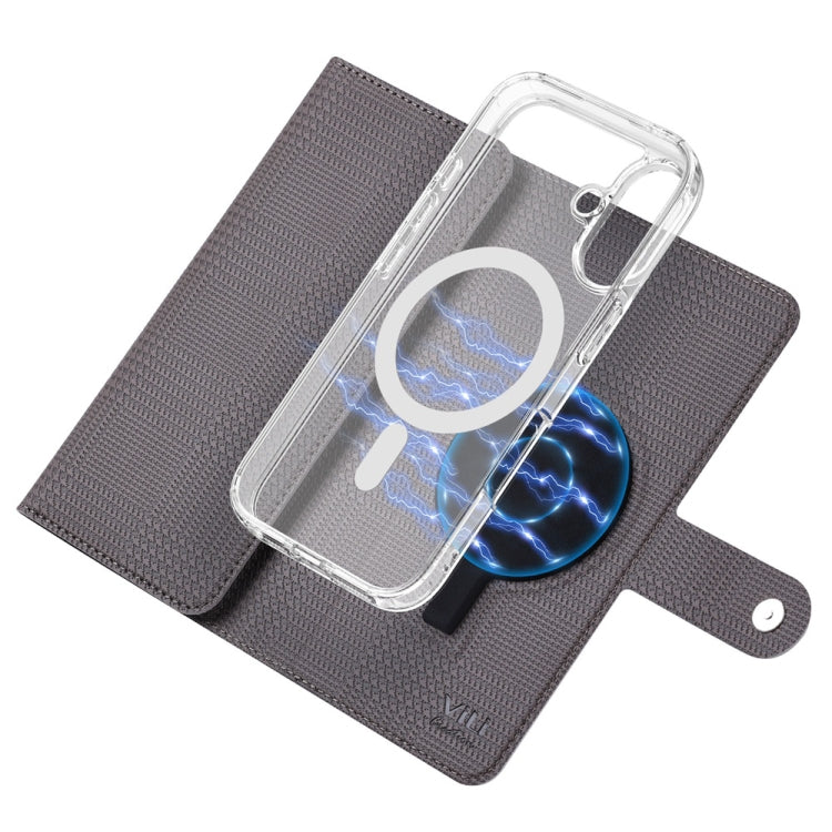 For iPhone 16 Pro Max ViLi GHA-C Series RFID MagSafe Magnetic Flip Leather Phone Case(Grey)