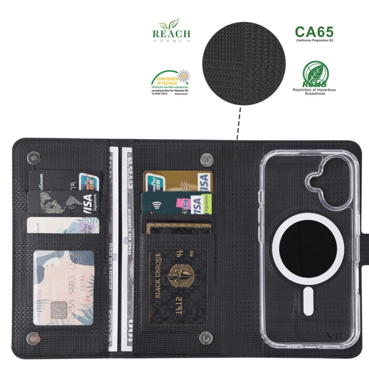 For iPhone 16 Pro Max ViLi GHA-C Series RFID MagSafe Magnetic Flip Leather Phone Case(Black)