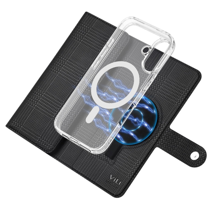 For iPhone 16 Pro Max ViLi GHA-C Series RFID MagSafe Magnetic Flip Leather Phone Case(Black)