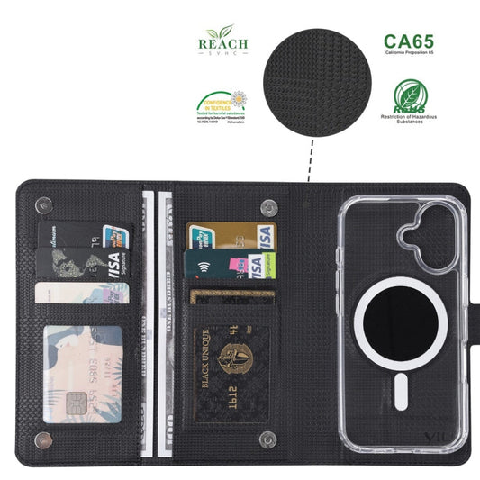 For iPhone 15 ViLi GHA-C Series RFID MagSafe Magnetic Flip Leather Phone Case(Black)