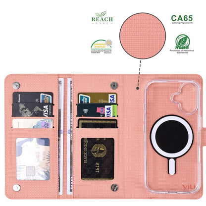 For iPhone 15 Pro ViLi GHA-C Series RFID MagSafe Magnetic Flip Leather Phone Case(Pink)