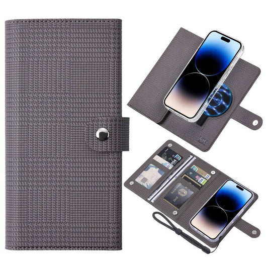 Pour iPhone 14 Pro Max Étui de téléphone en cuir à rabat magnétique MagSafe RFID série ViLi GHA-C (Gris)