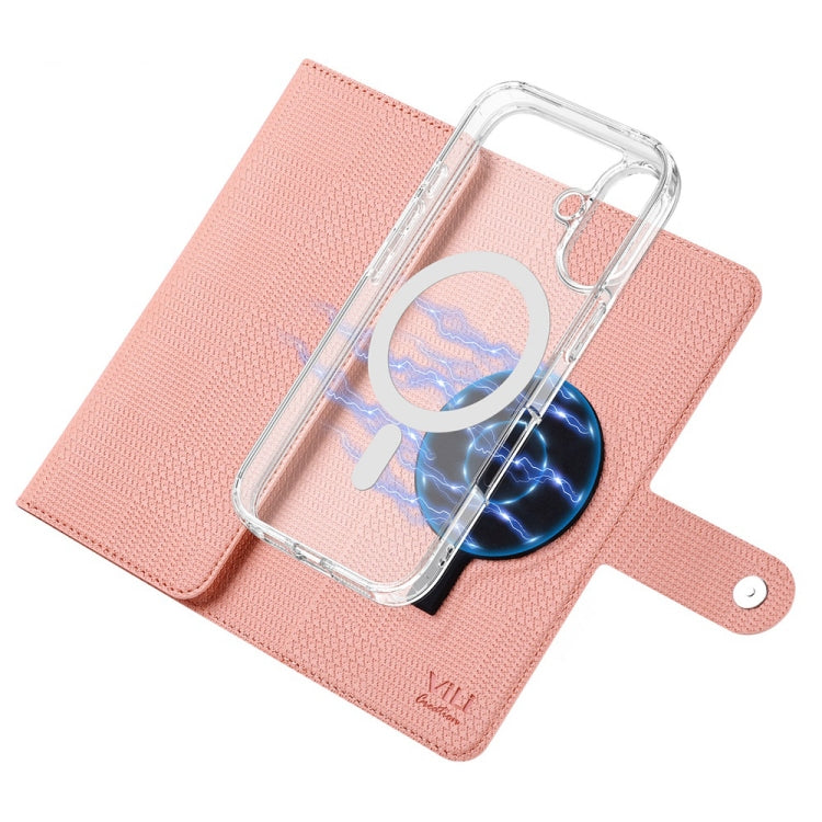 For iPhone 14 Pro Max ViLi GHA-C Series RFID MagSafe Magnetic Flip Leather Phone Case(Pink)