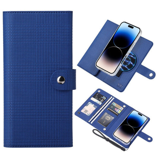Pour iPhone 14 Pro Max Étui portefeuille magnétique en cuir à rabat ViLi GHA-C Series RFID MagSafe (Bleu)