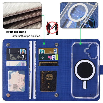 For iPhone 14 Pro Max ViLi GHA-C Series RFID MagSafe Magnetic Flip Leather Phone Case(Blue)