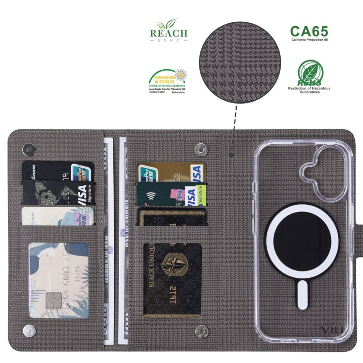 For iPhone 13 Pro Max ViLi GHA-C Series RFID MagSafe Magnetic Flip Leather Phone Case(Grey)