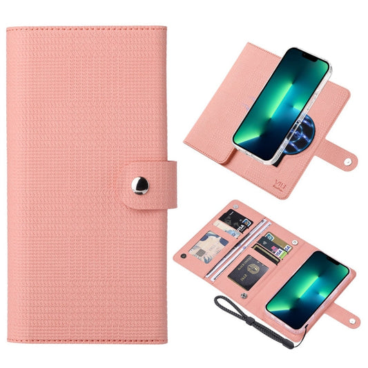Pour iPhone 13 Pro Max ViLi GHA-C Series Étui de téléphone en cuir à rabat magnétique MagSafe RFID (Rose)