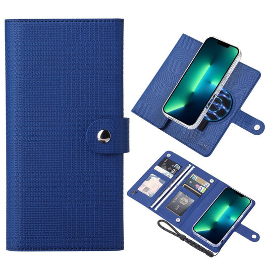 Pour iPhone 13 Pro Max Étui de téléphone en cuir à rabat magnétique MagSafe RFID de la série ViLi GHA-C (bleu)