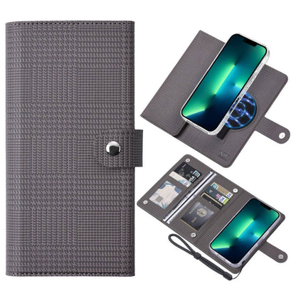 Pour iPhone 13 Pro Étui en Cuir Véritable avec Rabat Magnétique MagSafe RFID Série ViLi GHA-C (Gris)