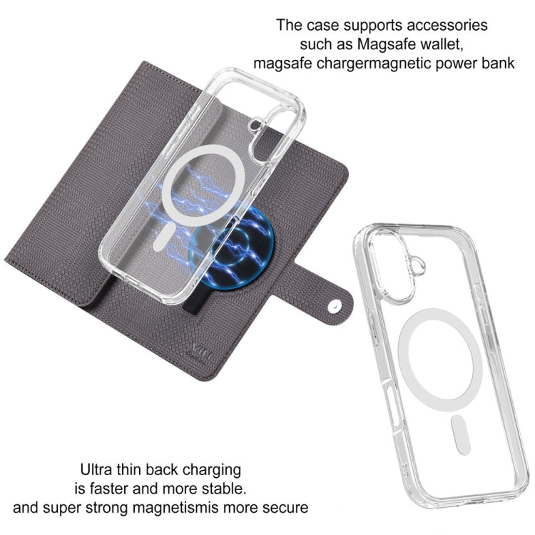 Pour iPhone 13 Pro Étui en Cuir Véritable avec Rabat Magnétique MagSafe RFID Série ViLi GHA-C (Gris)