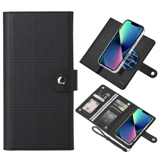 Pour iPhone 13 ViLi GHA-C Series Étui de téléphone en cuir magnétique à rabat RFID MagSafe (noir)