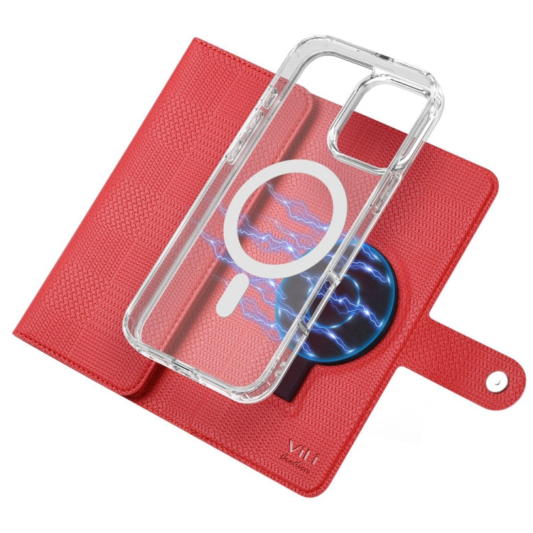 For iPhone 16 ViLi GHB-C Series RFID MagSafe Magnetic Flip Leather Phone Case(Red)