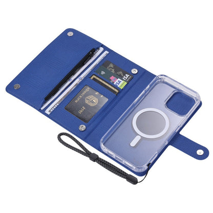 Pour iPhone 16 ViLi GHB-C Series Étui de téléphone en cuir à rabat magnétique MagSafe RFID (bleu)
