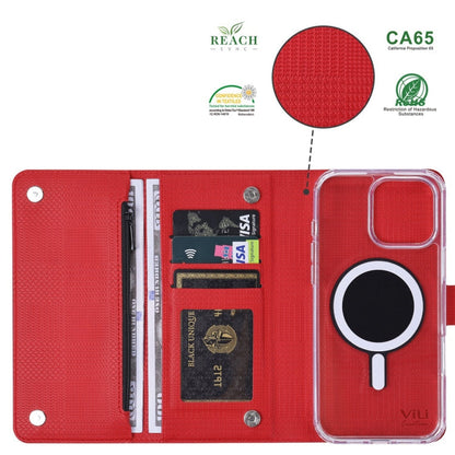 For iPhone 16 Plus ViLi GHB-C Series RFID MagSafe Magnetic Flip Leather Phone Case(Red)