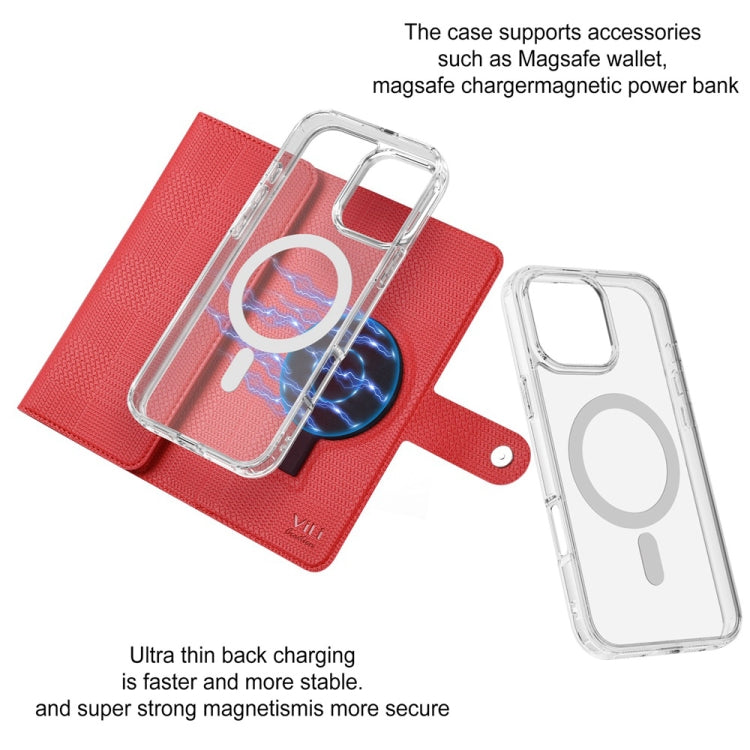 For iPhone 16 Pro ViLi GHB-C Series RFID MagSafe Magnetic Flip Leather Phone Case(Red)