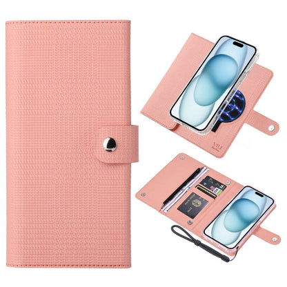 For iPhone 15 ViLi GHB-C Series RFID MagSafe Magnetic Flip Leather Phone Case(Pink)