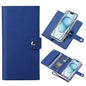 Pour iPhone 15 Plus Étui de téléphone en cuir à rabat magnétique MagSafe RFID série ViLi GHB-C (bleu)