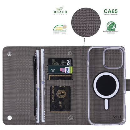 For iPhone 15 Pro ViLi GHB-C Series RFID MagSafe Magnetic Flip Leather Phone Case(Grey)