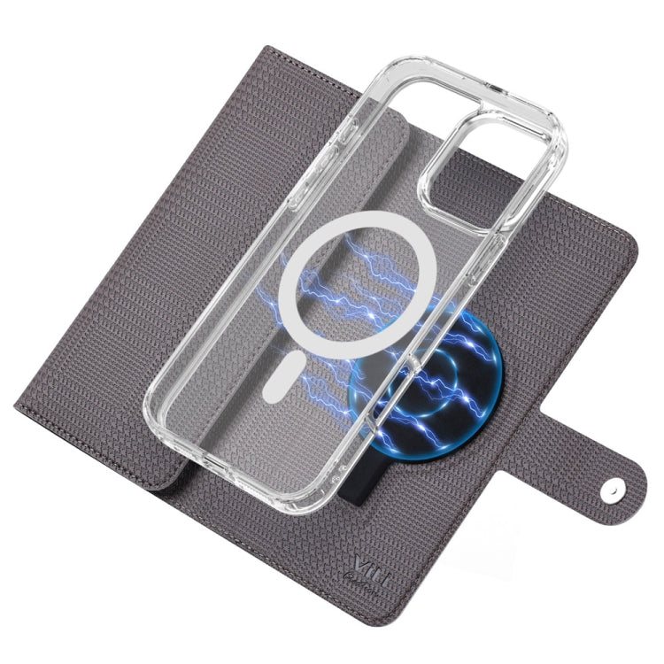 For iPhone 15 Pro ViLi GHB-C Series RFID MagSafe Magnetic Flip Leather Phone Case(Grey)