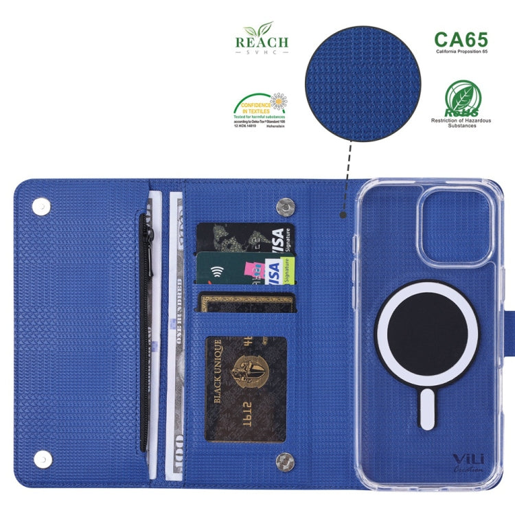 For iPhone 14 ViLi GHB-C Series RFID MagSafe Magnetic Flip Leather Phone Case(Blue)