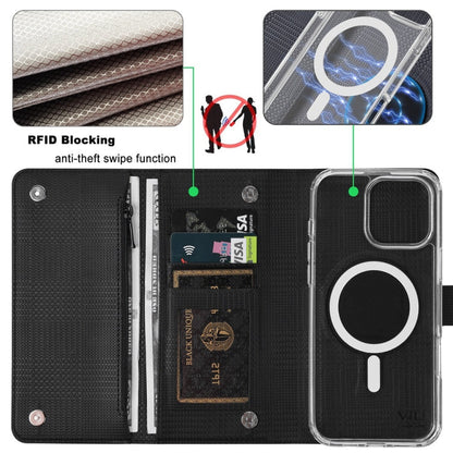 For iPhone 14 Plus ViLi GHB-C Series RFID MagSafe Magnetic Flip Leather Phone Case(Black)