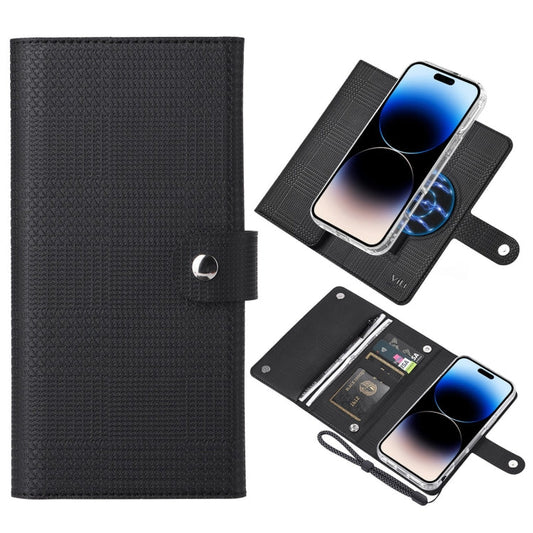 Pour iPhone 14 Pro Max ViLi GHB-C Series Étui de téléphone en cuir à rabat magnétique RFID MagSafe (Noir)