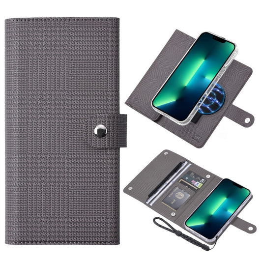 Pour iPhone 13 Pro Max Étui de téléphone en cuir à rabat magnétique MagSafe RFID ViLi série GHB-C (gris)